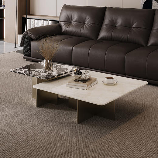 【美居】B4尊享 天然奢石 茶几 BSTJB3628A 米兰白玉 商品图1