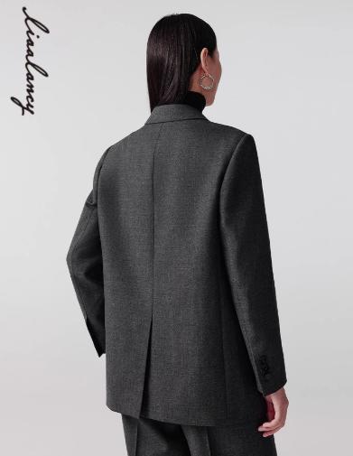 朗姿 通勤羊毛西装气质灰西服外套LAJH00WJK170 商品图3