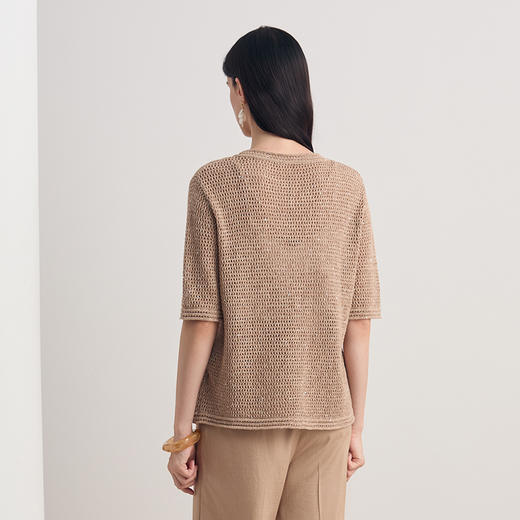 EITIE爱特爱舒适高级感简约圆领针织衫短袖2026夏季新款8601301 商品图4