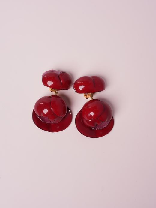 北京仓｜Cilea Bijoux-LINDSAY-凌霄花 胭脂红色 亮面 耳环［法国设计师］ 商品图1