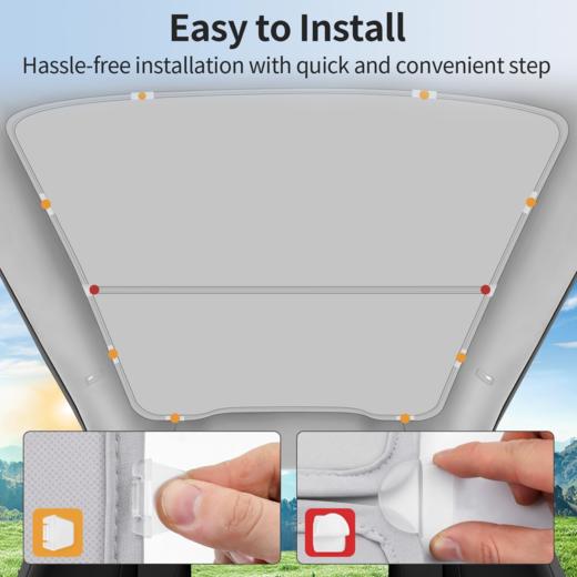 【2025年新款】高品质 特斯拉Model Y Juniper 新升级冰晶天窗遮阳帘 隔热防晒 带收纳袋 米白色 商品图4