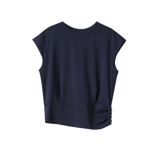 VIMAGE纬漫纪圆领休闲运动感收腰显瘦小飞袖短袖上衣2026夏季新款V2513210 商品图6