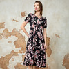 EITIE爱特爱复古鸡心领收腰印花修身连衣裙春季新款8107827 商品缩略图2