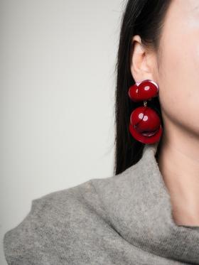 北京仓｜Cilea Bijoux-LINDSAY-凌霄花 胭脂红色 亮面 耳环［法国设计师］