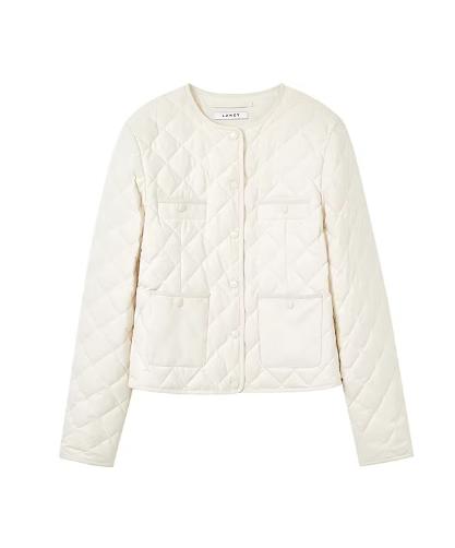 朗姿 百搭菱格棉服短外套女高级白色轻薄棉衣LCJH02PJP706 商品图7