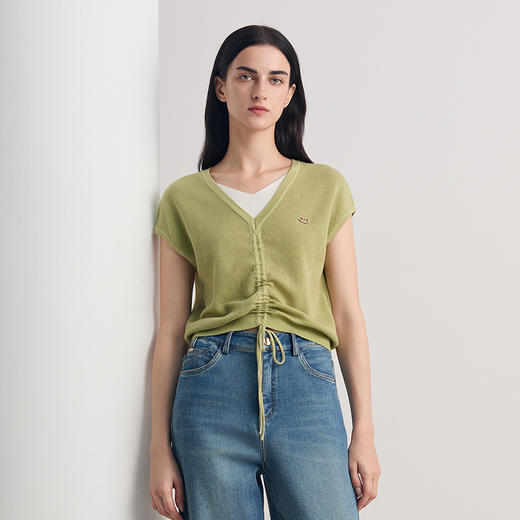 EITIE爱特爱2026夏季新款修身显瘦通勤气质短袖针织上衣8601304 商品图8