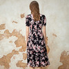 EITIE爱特爱复古鸡心领收腰印花修身连衣裙春季新款8107827 商品缩略图4