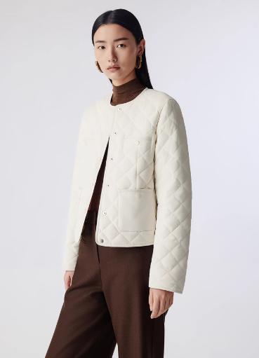 朗姿 百搭菱格棉服短外套女高级白色轻薄棉衣LCJH02PJP706 商品图2