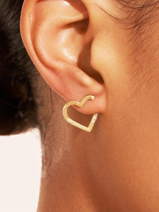 北京仓｜Be Maad-MAGNETIC HEART-金色 白色锆石 爱心 耳环［法国设计师］ 商品图0