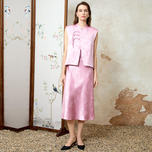 EITIE爱特爱中式盘扣气质立领直筒无袖马甲外套春季新款8103816 商品图1