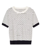 朗姿 气质丝绵条纹半袖针织衫女秋简约菱格短上衣LCJH01KPR472 商品缩略图7