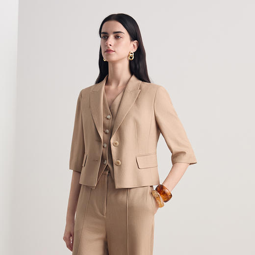 EITIE爱特爱2026夏季新款通勤气质修身短款西装外套8603304 商品图2