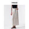 VIMAGE纬漫纪2026夏季新款简约条纹通勤百搭中长款休闲半身裙V2506211 商品缩略图0