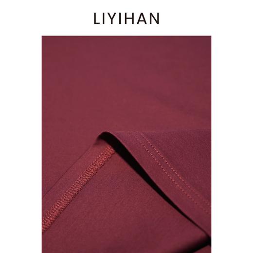 LIYIHAN 2026新年酒红色短袖t恤女直筒春夏新款刺绣长绒纯棉上衣 商品图2