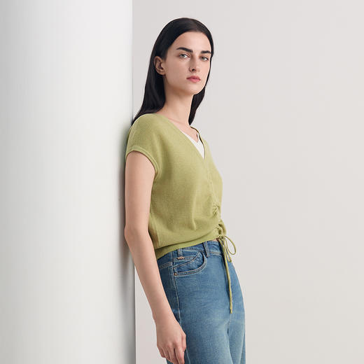 EITIE爱特爱2026夏季新款修身显瘦通勤气质短袖针织上衣8601304 商品图10