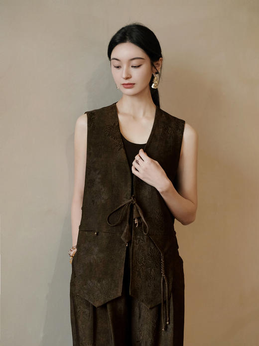 盛唐婧 | 风吟罗縠轻奢时尚香云纱系带马甲 商品图0