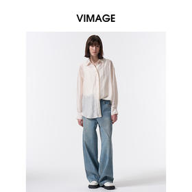 VIMAGE纬漫纪醋纤光泽肌理感宽松显瘦防晒衬衫长袖上衣2026春新款V2509202