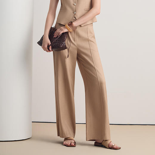 EITIE爱特爱醋纤通勤显瘦阔腿直筒时尚休闲裤2026夏季新款8605303 商品图3