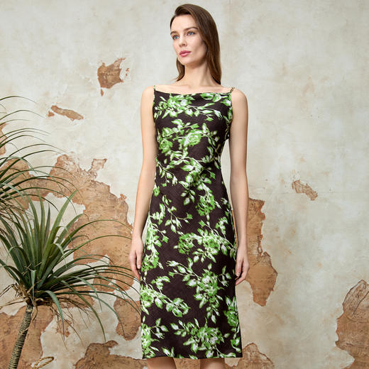 EITIE爱特爱法式气质印花垂坠显瘦吊带连衣裙春新款8107825 商品图2