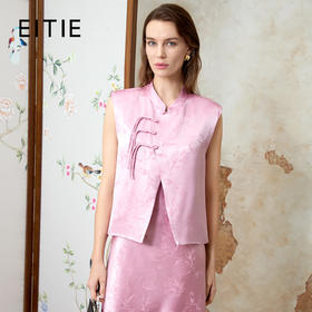 EITIE爱特爱中式盘扣气质立领直筒无袖马甲外套春季新款8103816