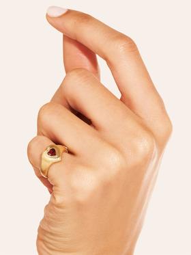 订购6周到｜Be Maad-MAGNETIC HEART-金色 酒红色石英石 爱心 戒指［法国设计师］