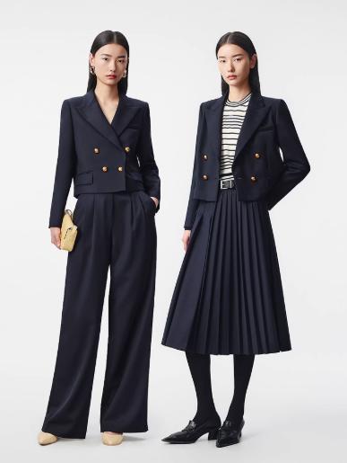 朗姿 纯羊毛轻职场双排扣短西装外套LCJH01WJK162 商品图1