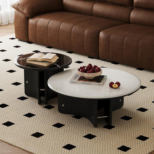 【美居】VIP畅享茶几 BSTJB3640A 极光白+黑玫瑰 商品图1