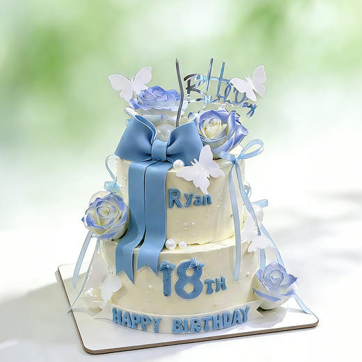 🦋双层蝴蝶🌷🌿蛋糕 商品图0