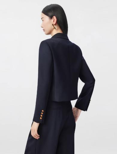 朗姿 纯羊毛轻职场双排扣短西装外套LCJH01WJK162 商品图2