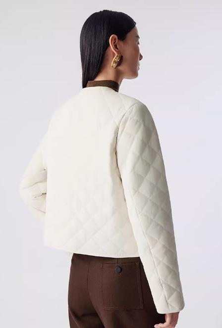 朗姿 百搭菱格棉服短外套女高级白色轻薄棉衣LCJH02PJP706 商品图4