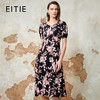 EITIE爱特爱复古鸡心领收腰印花修身连衣裙春季新款8107827 商品缩略图0