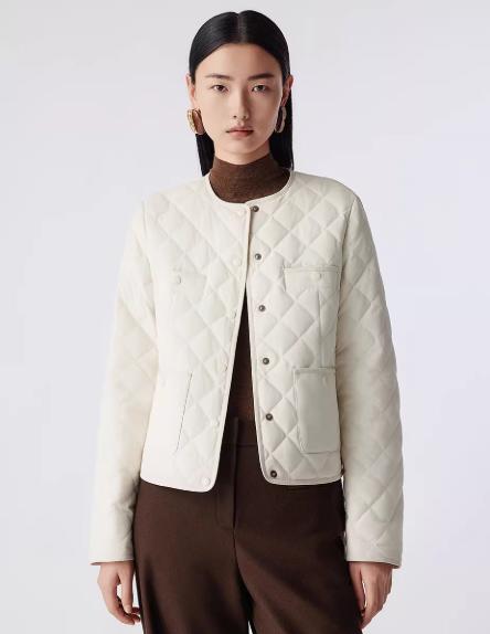 朗姿 百搭菱格棉服短外套女高级白色轻薄棉衣LCJH02PJP706 商品图0