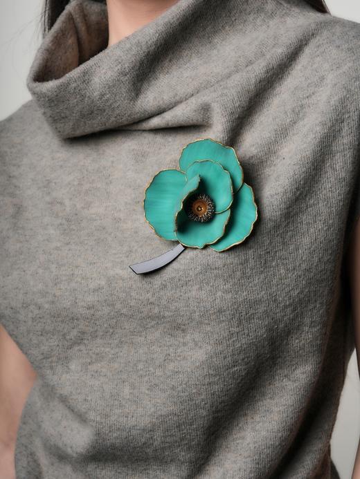 北京仓｜Cilea Bijoux-POESIE-虞美人 祖母绿色哑光  胸针［法国设计师］ 商品图0