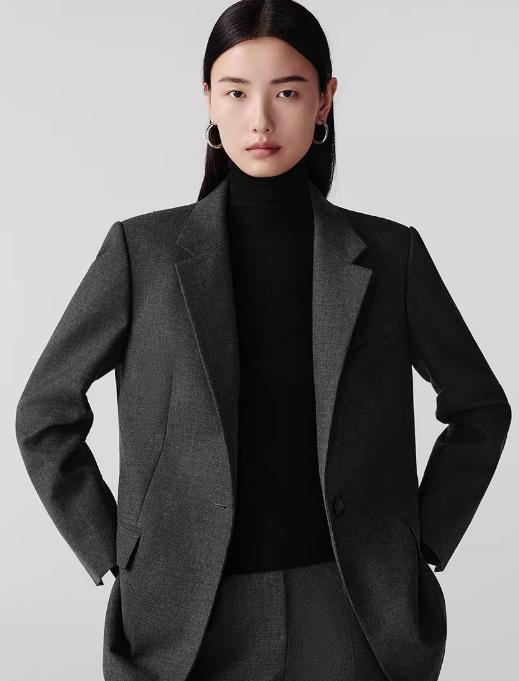 朗姿 通勤羊毛西装气质灰西服外套LAJH00WJK170 商品图4
