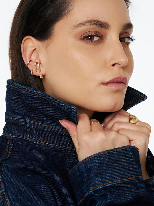 北京仓｜Leo Sedim-金色 锆石 单只 耳钉［法国设计师］ 商品图1