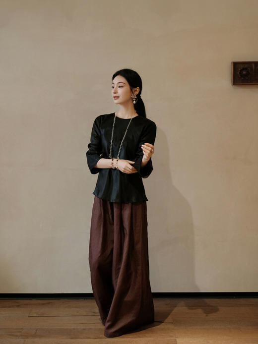 盛唐婧 | 本色行云重磅真丝香云纱斜裁圆领上衣小衫 商品图6