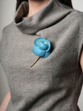 北京仓｜Cilea Bijoux-LINDSAY-凌霄花 天空蓝色哑光 胸针［法国设计师］