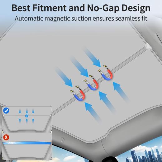 【2025年新款】高品质 特斯拉Model Y Juniper 新升级冰晶天窗遮阳帘 隔热防晒 带收纳袋 米白色 商品图2
