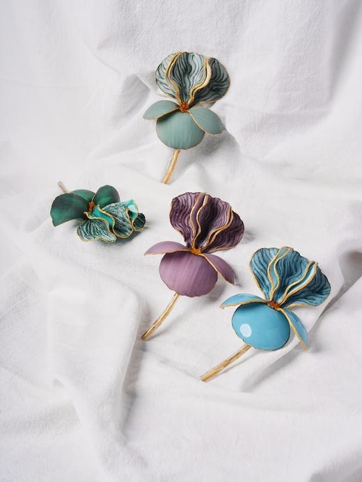 北京仓｜Cilea Bijoux-Iris-鸢尾花 鸭绿色哑光 胸针 （大号）［法国设计师］ 商品图5