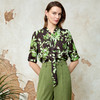 EITIE爱特爱复古飘带V领气质优雅印花中袖衬衫春季新款8109804 商品缩略图9