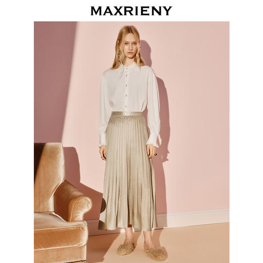 MAXRIENY宫廷复古气质感穿搭绣花领落肩廓形衬衫宽松长袖上衣秋(货号:MS86TP514) 商品图1