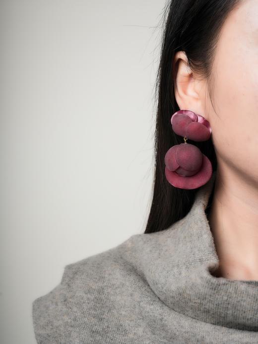 北京仓｜Cilea Bijoux-LINDSAY-凌霄花 胭脂红色 哑光 耳环［法国设计师］ 商品图0