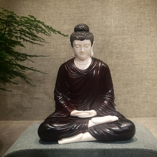 精雕释迦佛°小叶紫檀+猛犸牙摆件 商品图0