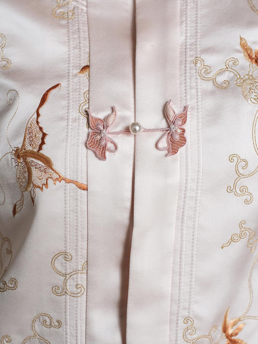 盛唐牡丹 | 杨妃粉色重缎真丝外套 商品图3