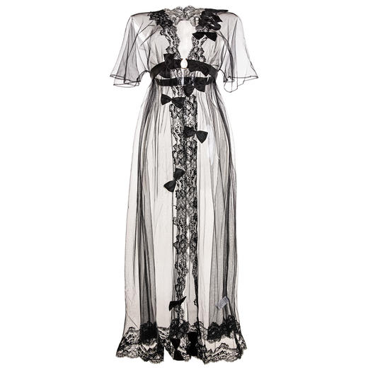 情人节礼盒丨朦胧性感蝴蝶结网纱长袍 P251111 商品图1