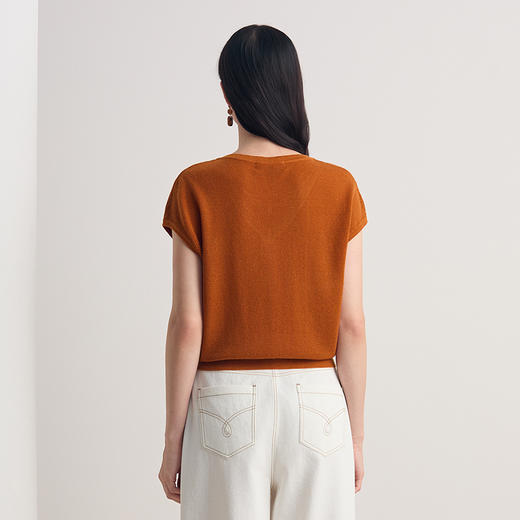 EITIE爱特爱2026夏季新款修身显瘦通勤气质短袖针织上衣8601304 商品图13