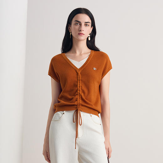 EITIE爱特爱2026夏季新款修身显瘦通勤气质短袖针织上衣8601304 商品图12