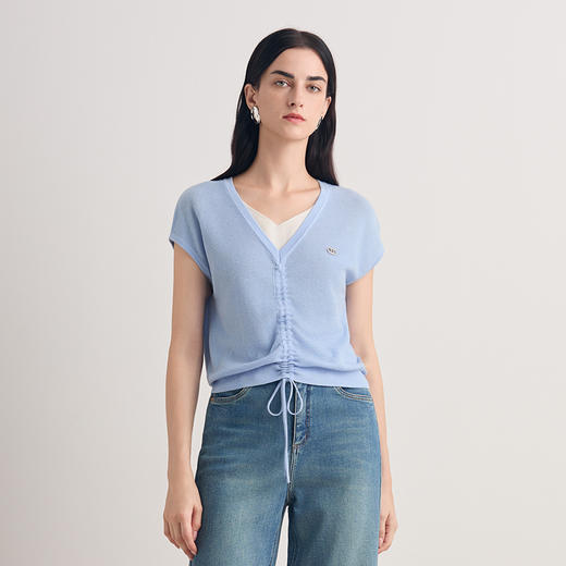 EITIE爱特爱2026夏季新款修身显瘦通勤气质短袖针织上衣8601304 商品图7