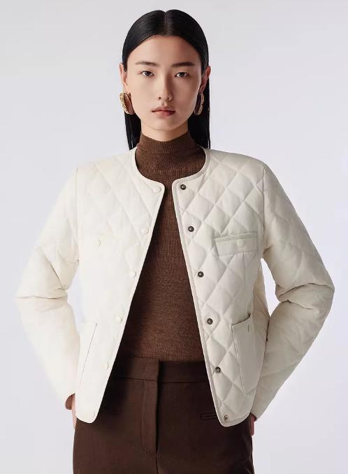 朗姿 百搭菱格棉服短外套女高级白色轻薄棉衣LCJH02PJP706 商品图1