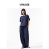 VIMAGE纬漫纪百搭圆领休闲风宽松抽绳短袖T恤上衣2026夏季新款V2513211 商品缩略图0